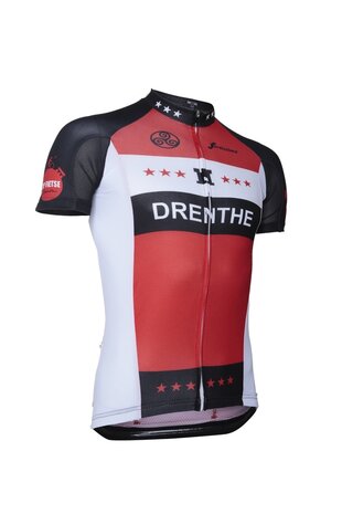 Fortissima Wielershirt Heren Drenthe Zwart Rood Fietsenenkoffie De fietsenwinkel in Assen